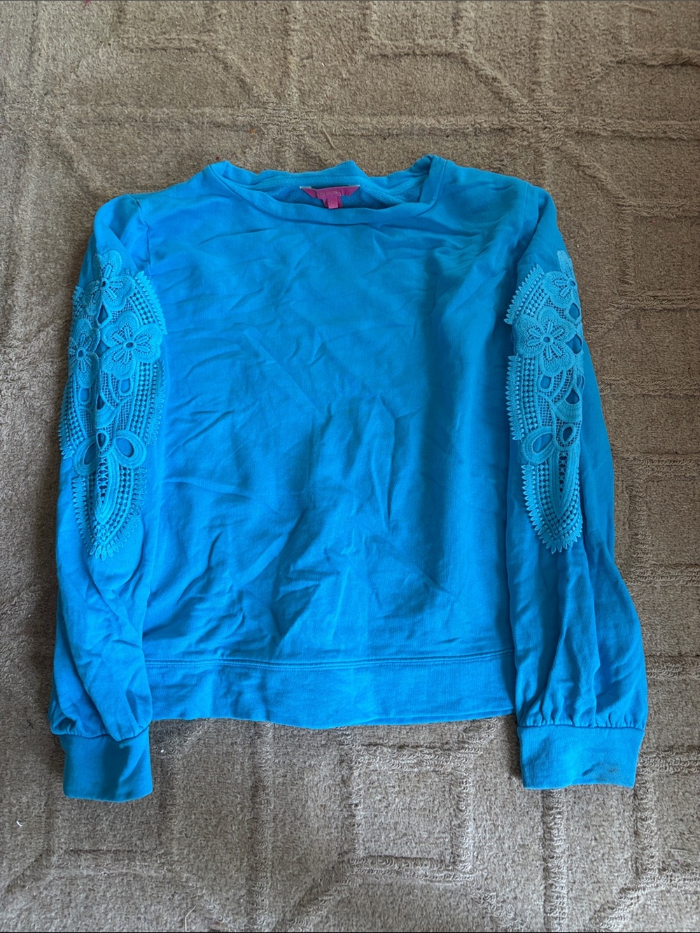 Lilly Pulitzer Blue Lace-Sleeve Sweatshirt